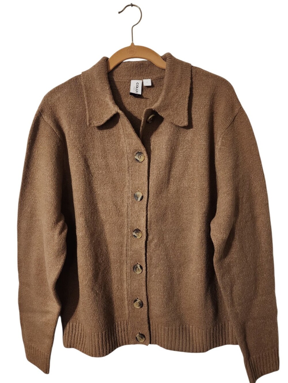 COLLUSION Brown Knitted Button Down Sweater Size Small